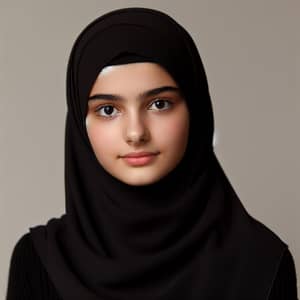 Black Hijab-Wearing Middle-Eastern Girl | Calm & Composed