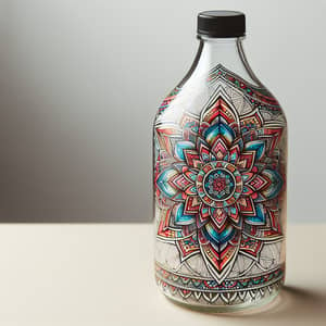 Colorful Mandala Design on Translucent Glass Bottle