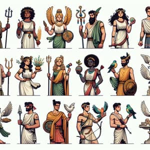 Diverse Representation of the Twelve Olympians from Greek Mythology