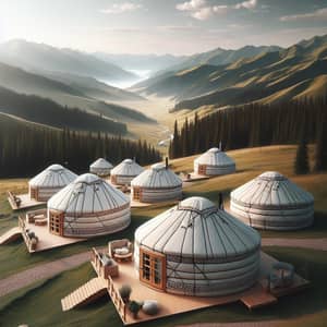 Modern Kyrgyz Yurts in Scenic Landscape