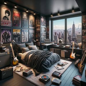 Cozy New York Teen Rockstar Bedroom | Iconic Rock Bands Decor