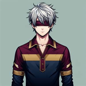 Anime Style Silver Haired Man with Blindfolded Eyes