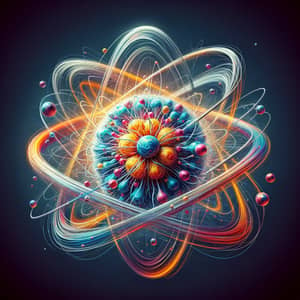 Detailed Scientific Illustration of Atom: Protons, Neutrons, Electrons