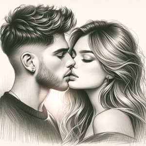 Tender Kiss: Middle-Eastern Man & American Woman Sketch
