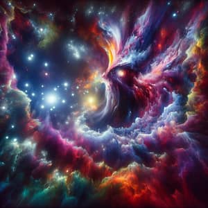 Otherworldly Creature Unfolding from Color-Saturated Nebula