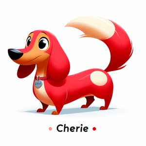 Cherie the Red Female Dachshund in Pixar-Style Animation
