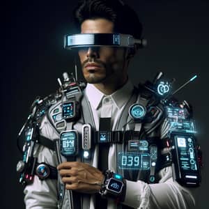 Futuristic Hispanic Male Fashion & Tech | Year 2100 Predictions