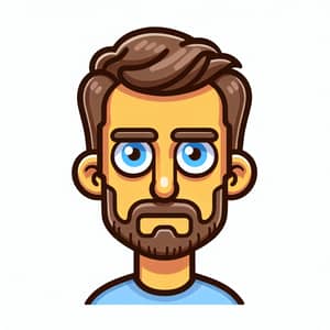 Simpsons-style Cartoon Character Illustration | Blue-Eyed Man with Short Brown Hair