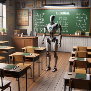 Advanced Robot Instructor in Traditional Classroom Scene