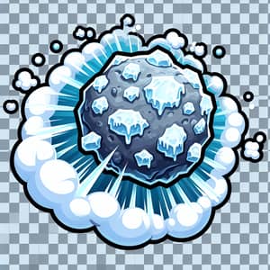 Icy Meteorite Cartoon Illustration | Frozen Comet Art