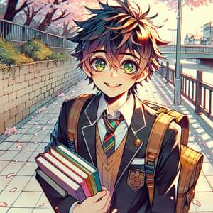 Anime Style Young Boy: Vibrant Eyes & Spiky Hair