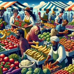 Colorful Local Farmers Market - Fresh Harvest Season Delight