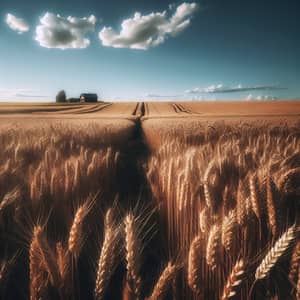 Golden Wheat Field - Idyllic Farmhouse Scenery