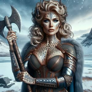 Nordic Valkyrie with Runes | Ethereal Warrior Portrait