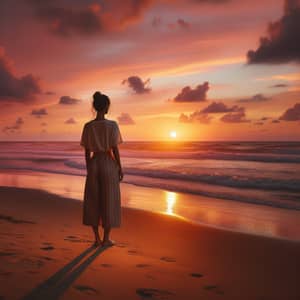 Tranquil Sunset Scene on Sandy Beach | Solitude & Peace