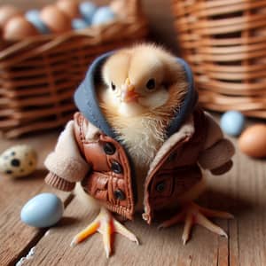 Adorable Chick in Jacket - Cute Baby Bird Outfit