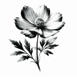 Detailed Black and White Flower Watercolor Art