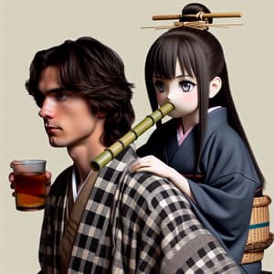 Japanese Anime Girl Nezuko & Tanjiro: Unique Duo in a Historical Setting