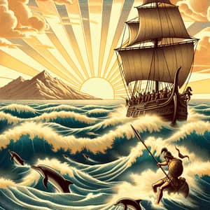 Journey to Ithaca: Epic Sea Adventure Illustration