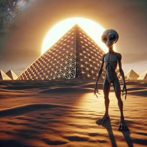 Alien Encounter in Sacred Desert | Mystical Pyramids at Dusk