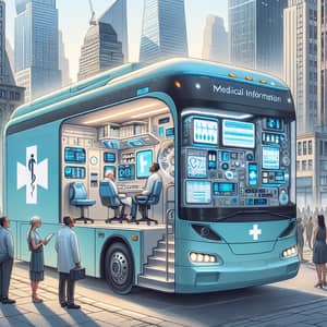 Cutting-Edge Medical Information Bus | Mobile Hospital Illustration