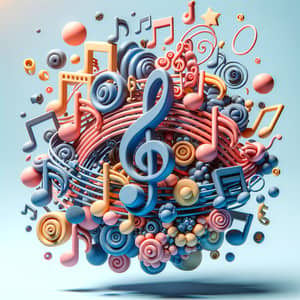 Childlike Musical Notes - 3D Image