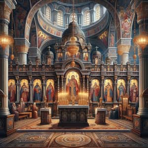 Orthodox High Altar - Detailed Illustration in Architecturally Rich Interior