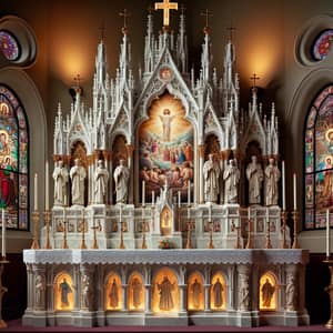 Traditional Catholic High Altar - Detailed Depiction