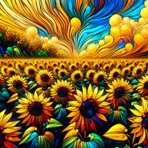 Vibrant Sunflower Field in Abstract Style