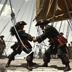 Pirates Sword Fight on Ship Deck