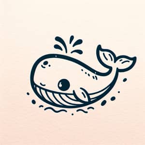 Minimalist Cartoon Whale Tattoo Design with Number Seven