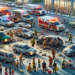 Dramatic Traffic Accident Scene - Emergency Response