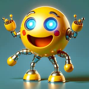 Vivid Emoji Robot: Joyful Automaton in Bright Yellow