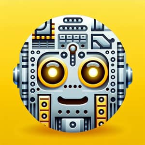 Futuristic Geometric Robot Emoji - Mechanical Silver Design