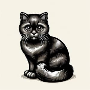 Graceful and Curious Cat with Sleek Fur - Mesmerizing Illustration