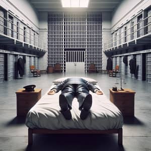 Prominent Political Figure on Prison Cell Bed - Photorealism Artwork
