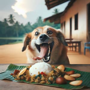 Playful Canine Enjoying Kottu Roti | Sri Lankan Dish