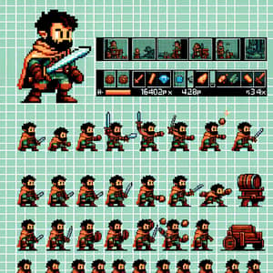 Pixel Art Sprite Sheet for Dungeons & Dragons Character