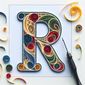 Quilling Template for Letter R - Craft Intricate Designs