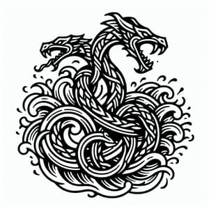 Jörmungandr Viking Tattoo Design - Mythical Sea Serpent Art