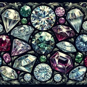 Exquisite Victorian Gemstones Illustration