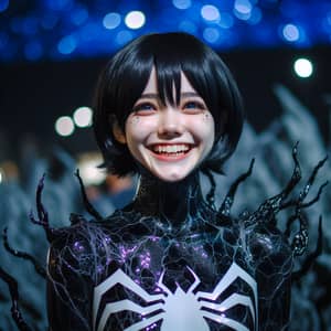 Mysterious Night Portrait: Woman in Organic Symbiote Costume