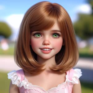 Prepubescent Girl with Honey Colored Hair | Chestnut Bob Cut