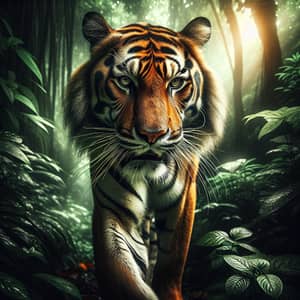 Majestic Tiger in Lush Jungle - Strength and Beauty