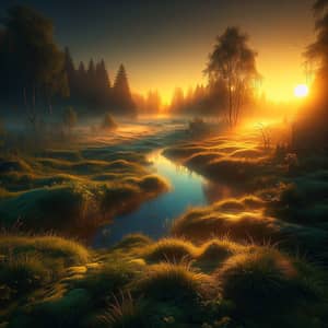 Tranquil Sunrise Meadow: Serene Beauty and Tranquility