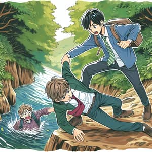 Male Student Pushes Friend into Ravine