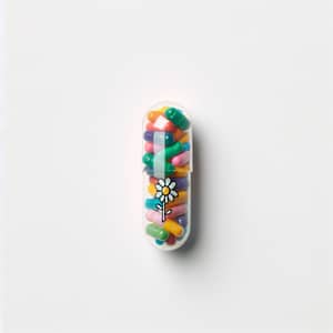 Colorful Gelatine Capsule with Flower Drawing | Pill Accessory