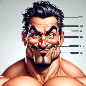 Humorous Caricature Portrait of Muscular Man