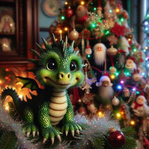 Whimsical Dragon and Festive Christmas Tree Decoration
