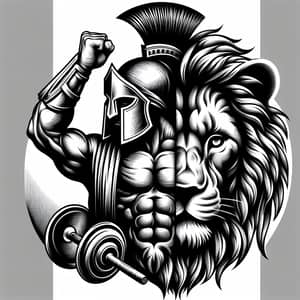 Spartan Warrior Merging Into Lion Tattoo Style Art